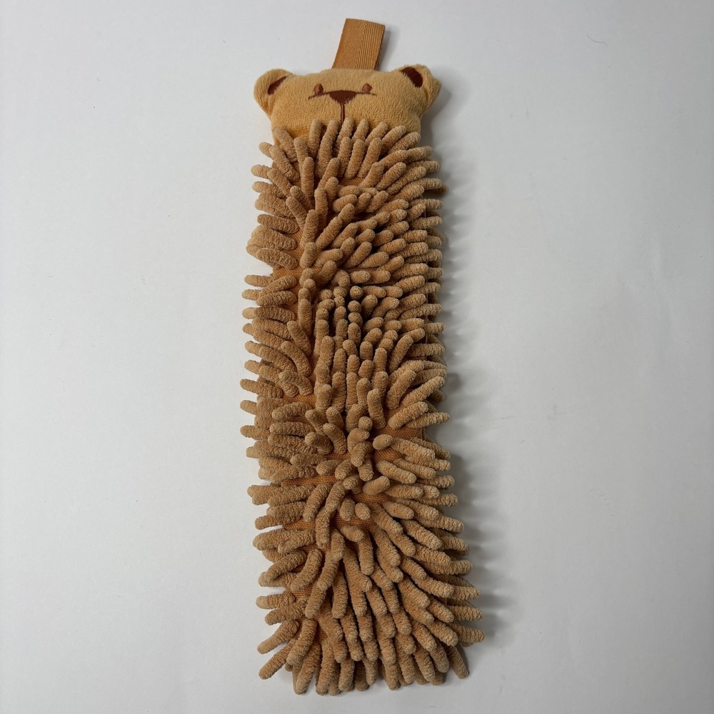 Norwex Kids Pet-To-Dry Brown Bear Chenille Microfiber Hand Towel BacLock